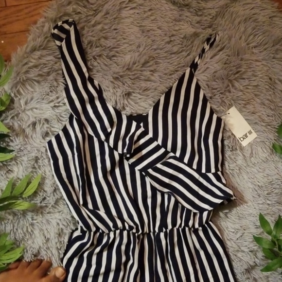 Bar III Striped Jumpsuit Blue Polish Navy M - Picture 6 of 7